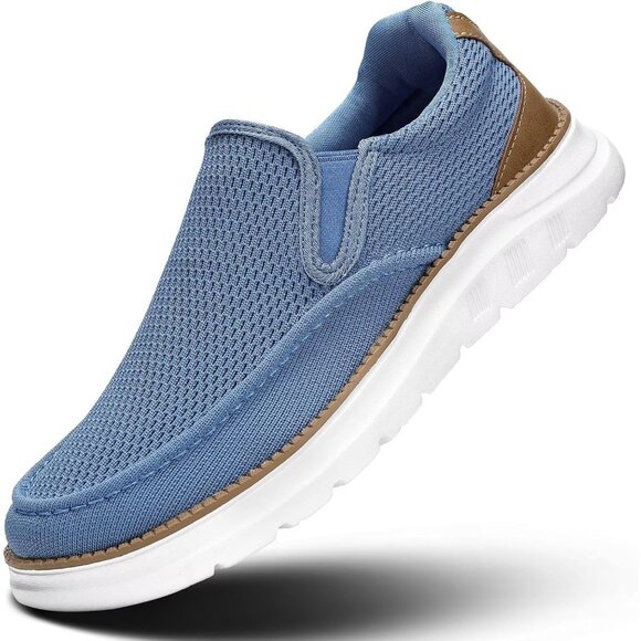 👑Men's Closed Toe Loafers Light Blue Sneakers Pull-On Walking Comfort Shoes